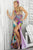Blush - Multi-Color Printed Long Dress with Slit 9346
