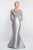 Blush - S2004 Quarter-Length Sleeves Beaded Mermaid Gown In Silver