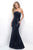 Blush - Straight Across Sequin Trumpet Dress 11324 In Blue and Black