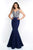Blush - C1086 Sleeveless Crystal Beaded Mikado Evening Gown In Blue