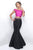 Blush - Two-Piece Beaded Mermaid Gown 11222 in Pink and Black
