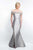 Blush - S2009 Shawl Beaded Off-Shoulder Mikado Mermaid Gown In Silver