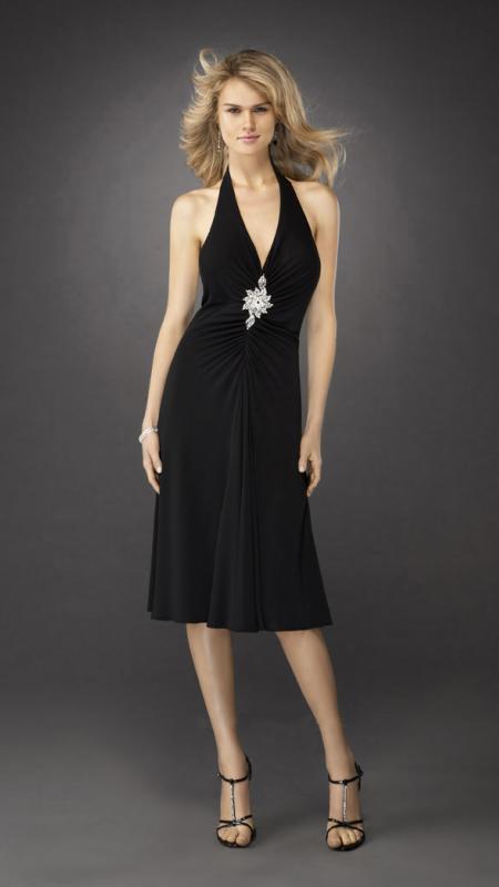 La Femme - Ruched Halter Neck Short A-line Dress 12839 in Black