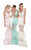Tarik Ediz - V Neckline Tiered Lace Gown 92589 in White and Green