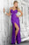 Blush - Sleeveless Pleated Long Gown with Slit 9326 in Purple