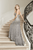 BG Haute - Sequined Strapless Gown with Slit in Silver