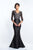 Blush - S2005 Beaded Sheer V-neck Mikado Mermaid Gown In Black and Neutral