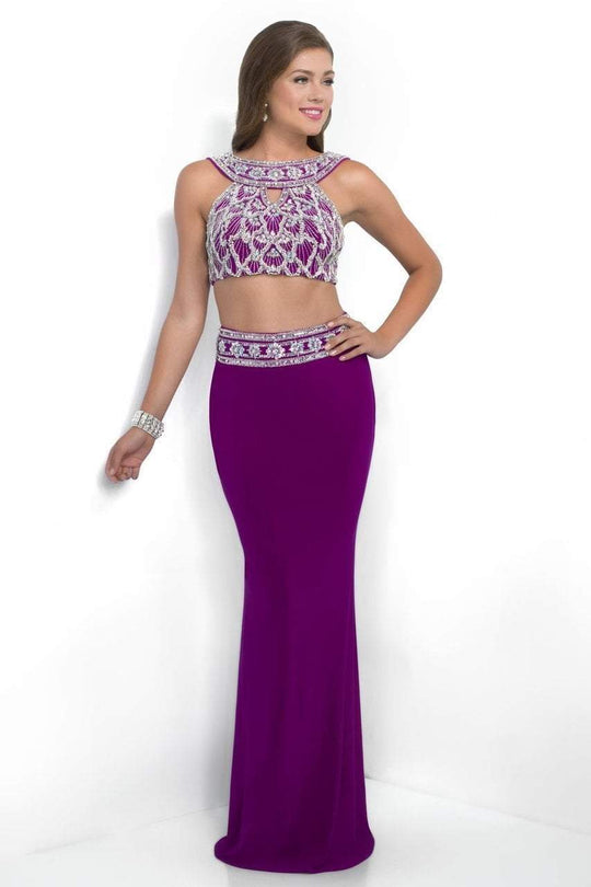 Blush - Ornate Jewel Two-Piece Sheath Gown 11018 in Purple
