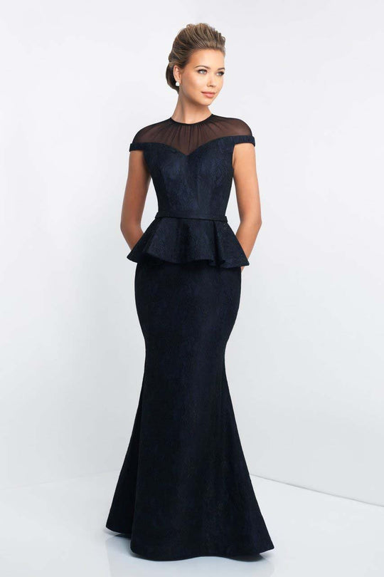 Blush - S2020 Illusion Jewel Neck Lace Mermaid Gown In Black and Blue