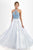 Blush - Embellished Halter Neck Polka Dot Printed Ball Gown 5516 in Blue and White