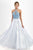 Blush - Embellished Halter Neck Polka Dot Printed Ball Gown 5516 in Blue and White