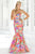 Blush - Strapless Multi Color Pleated Mermaid Gown 9316 In Multi-Color and Print