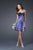La Femme - Stunning Pleated Sweetheart Neck Satin Sheath Dress 15932 in Purple and Print