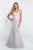 Blush - C1068 Strapless Sequined Lace Mermaid Gown In Silver and Neutral