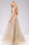 42213A Beaded V-Neckline High Low Evening Dress