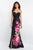 Blush - C1038 Floral Printed Strapless Sweetheart Dress In Black and Pink