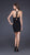 La Femme - Bead Embellished Ruched V-neck Short Dress 16855 in Black