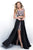 Blush - Two-Piece Floral V-Neck Satin A-Line Dress 11288 in Black and Multi-Color