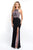 Intrigue - 431 Sleeveless Contrast Beaded Long Dress with Slit In Black and Pink