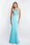 Blush - C1028 Multi-Colored Beaded High Halter Dress In Blue