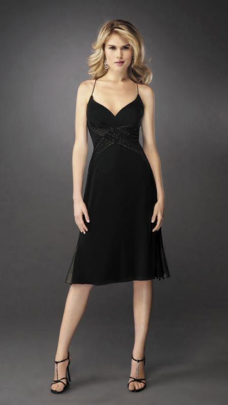 La Femme - Embellished V-neck A-line Dress 12721 in Black
