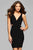 Faviana - 7852 Black Cocktail Dress With Side Cut-Outs  in Black
