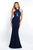Intrigue - 401 Beaded Halter Sheath Dress In Blue