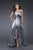 La Femme - Ombre Zebra Print Chiffon Long Dress 16622 in Black and Print