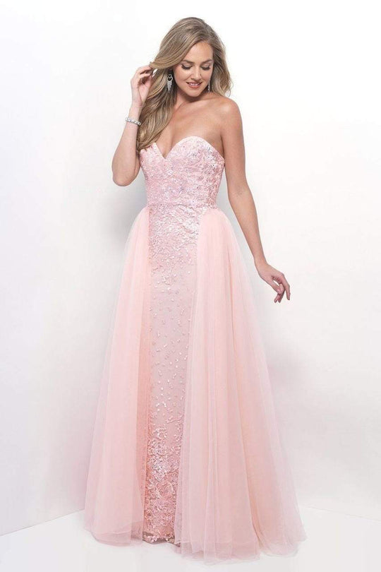 Blush - Strapless Beaded Long Gown 7104 in Pink