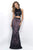 Blush - Geometrical Two-Piece Jewel Sheath Gown  11340 in Black and Pink