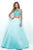 Blush - Bejeweled Sheer High Halter A-Line Gown 5624 in Green and Blue