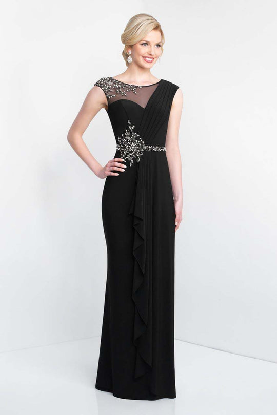 Blush - S2026 Faux One Shoulder Neckline Sheath Gown In Black