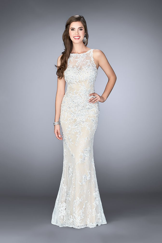 Sleeveless High Neck Laced Gown 24565