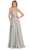 Jewel Embellished Asymmetrical Neck Chiffon Prom Dress