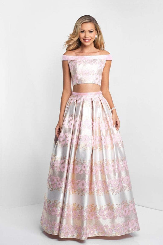 Blush - 5657 Floral Off Shoulder Ballgown In Pink and Gold