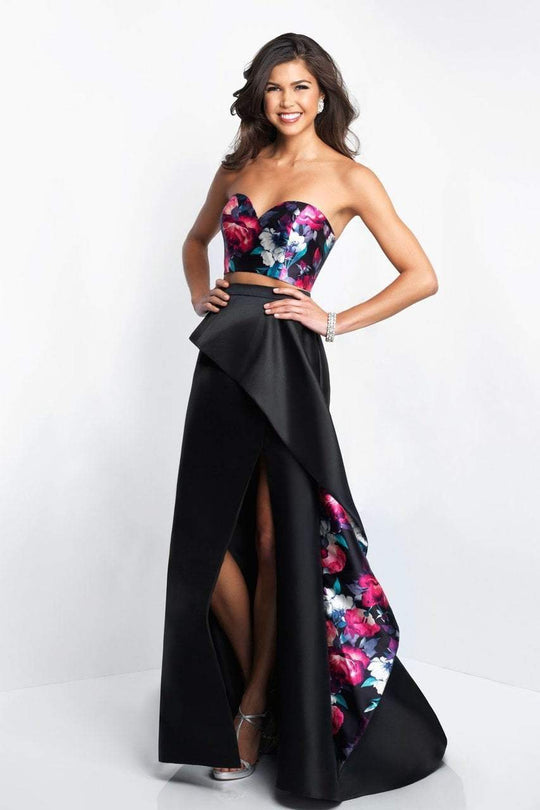 Intrigue - 404 Strapless Sweetheart Trumpet Dress In Black and Multi-Color