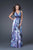 La Femme - Stunning Bejeweled V-Neck A-Line Dress 15964 in Purple