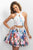 Blush - Two-Piece Beaded Halter Neck Satin A-Line Dress 11166 in White and Multi-Color