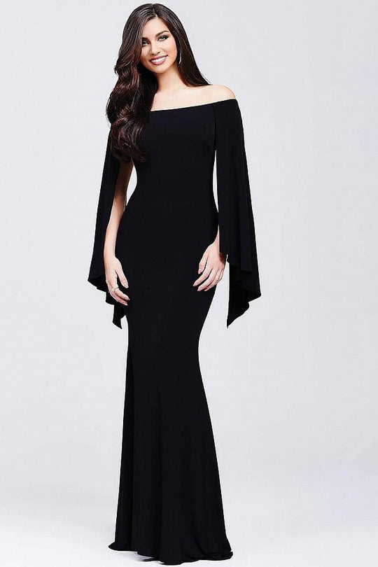 Stunning Off Shoulder Long Gown with Wing Sleeves 21799