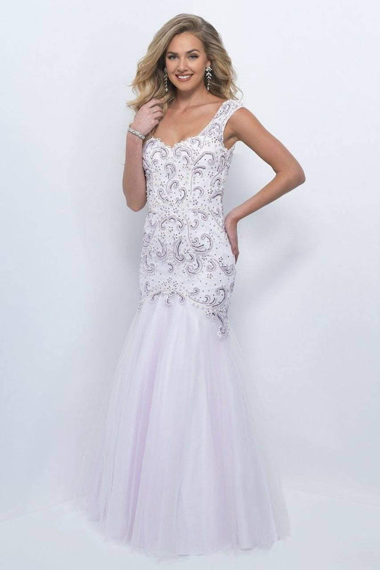 Blush - Lace Embroidered Sweetheart Tulle Trumpet Gown 11346 in White and Purple