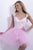 Blush - Embroidered V Neck Cocktail Dress 9877 in Pink