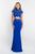Intrigue - 426 Cap Sleeve Illusion High Neck Embroidered Gown In Blue