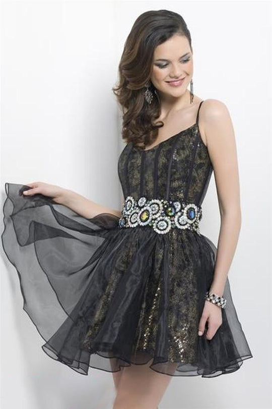 Blush - Sleeveless V Neck with Wide Waistband 9669 in Black