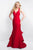 Blush - C1059 Halter Mikado Tiered Mermaid Dress In Red