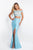 Blush - C1009 Two Piece Beaded Shimmer Mikado Mermaid Dress In Blue