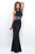 Blush - Crossed Jewel Jersey Sheath Gown 7102 in Black and Silver