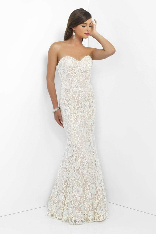 Blush - Laced Sweetheart Trumpet Dress 11110 in White and Neutral