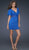La Femme - Overlapped V-Neck Jersey Dress with Loose Sleeves 16949 In Blue