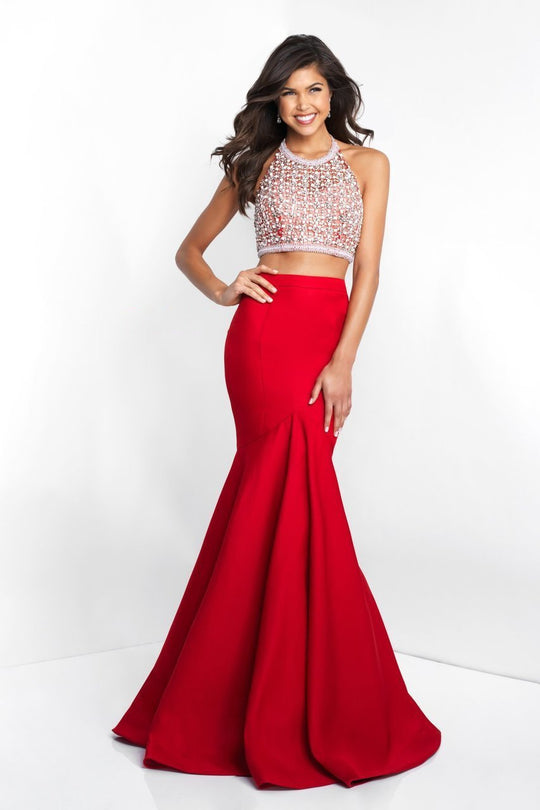Blush - C1014 Two Piece Embellished Mermaid Dress In Red