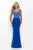 Blush - Beaded Sweetheart Jersey Sheath Dress 11048 in Blue